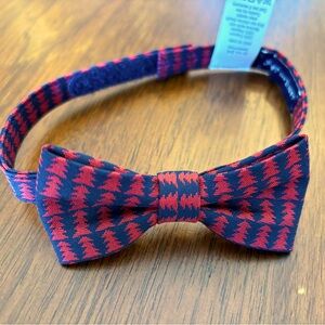 Janie and Jack red and blue Christmas tree print baby bow tie size 0-24M